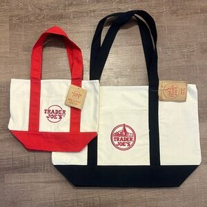 Canvas Tote Bag Set - Mini Red and Large Navy